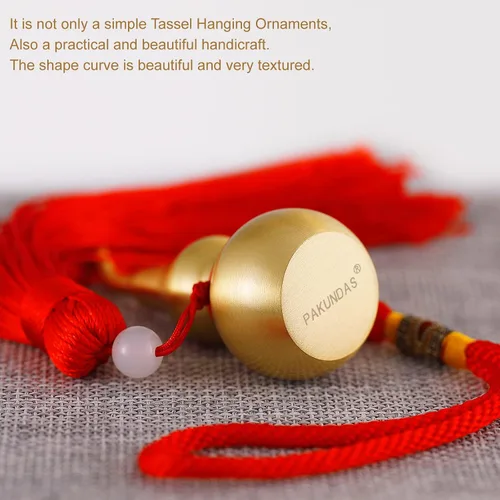 Vista 5 de Adornos colgantes de Feng Shui, calabaza dorada de Wu Lou, con tira de la suerte roja, tesoro ideal para colgante de automóvil, dormitorio, puerta