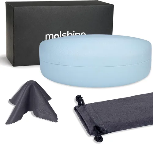 Vista 2 de molshine Funda rígida para gafas de sol, funda clásica grande para lentes de sol, lentes con paño de limpieza, bolsa