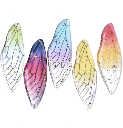 Vista 21 de Craftdady Colgantes de Resina de Alas de Mariposa y Alas de Hada - Lindos Colgantes Colgantes de Animales y Dijes de Hongos - Dijes Degradados