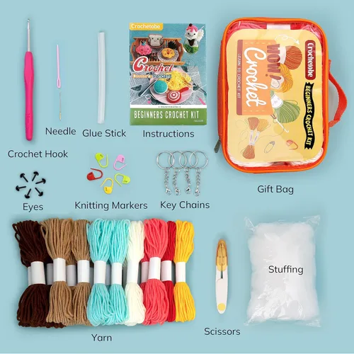 Vista 3 de Crochetobe Kit de ganchillo para adultos principiantes - 6 postres, kit completo con instrucciones detalladas, tutoriales en video