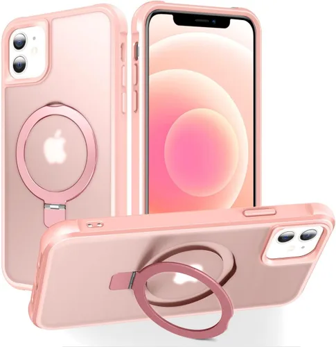 Vista 40 de CHAOFEnG Funda magnética compatible con iPhone 11 con soporte, prueba de caídas de grado militar, compatible con imán, anillo translúcido, parte