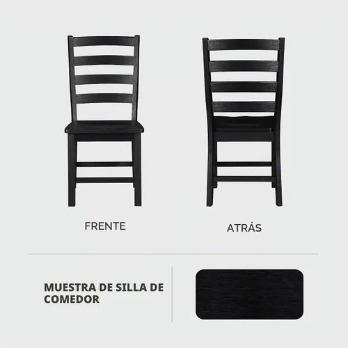 Vista 4 de Lexicon Juego de 2 sillas de comedor estilo granja, marco de madera Negro