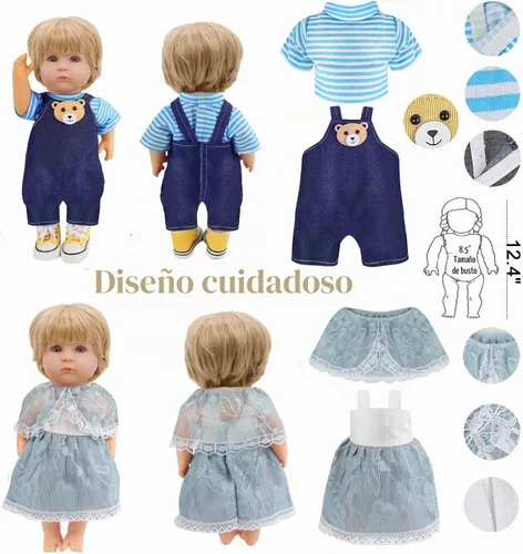 Vista 6 de Ropa y accesorios para muñecas de niña, 12 juegos para muñecas de 12 12 juegos 12inch