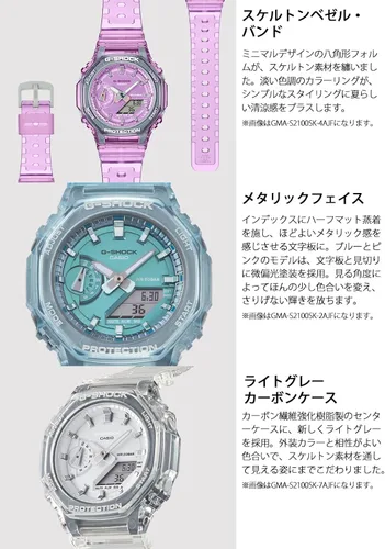 Vista 3 de CASIO GMA-S2100SK-1AJF G-Shock"GA-2100" Modelo más pequeño y delgado Concepto de esqueleto metálico Reloj enviado desde Japón Modelo de agosto