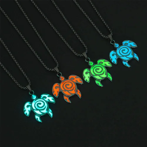 Vista 3 de Collar de tortuga para mujeres y hombres, acero inoxidable, diseño de tortuga marina, collar con colgante de animal de tortuga marina que brilla