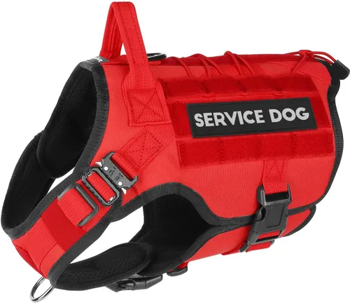Vista 20 de PETNANNY - Chaleco táctico para perro de servicio - Arnés de apoyo emocional sin tirones con parches de gancho y bucle y sistema Molle para Negro