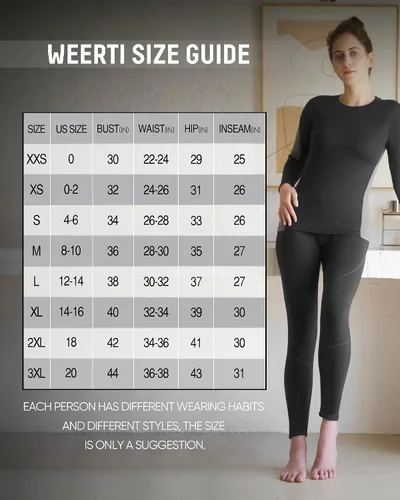 Vista 6 de WEERTI Ropa interior térmica para mujer, pantalones largos para mujer con forro de vellón, ropa interior larga para mujer, clima frío