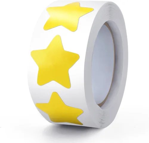 Vista 16 de Rollo de calcomanías de estrellas negras de 1 pulgada, autoadhesivas, impermeables, extraíbles, para niños, profesores, negocios, 500