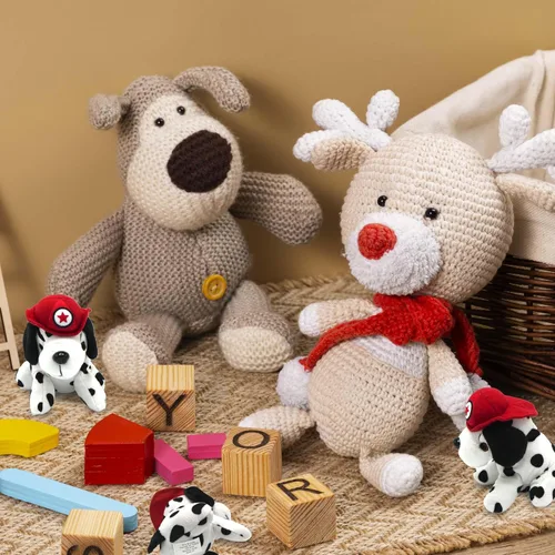 Vista 5 de 4E's Novelty Paquete de 12 animales de peluche de Dálmatas, peluche suave para perro, peluche de cachorro pequeño de 6 pulgadas con sombrero
