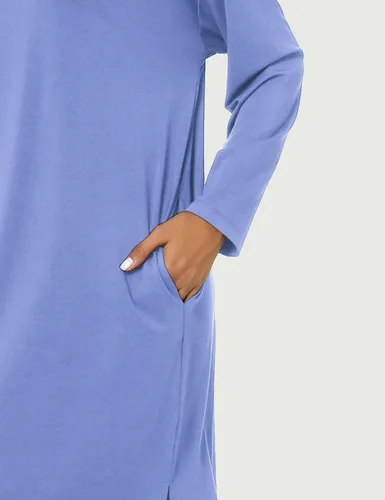 Vista 5 de LazyCozy Camisón de bambú para mujer, de manga larga, cómodo, para invierno, para dormir