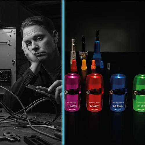 Vista 5 de Kit de herramientas para pelacables y tornado accionado por taladro con 4 cabezales intercambiables y accesorios - Herramienta de conector