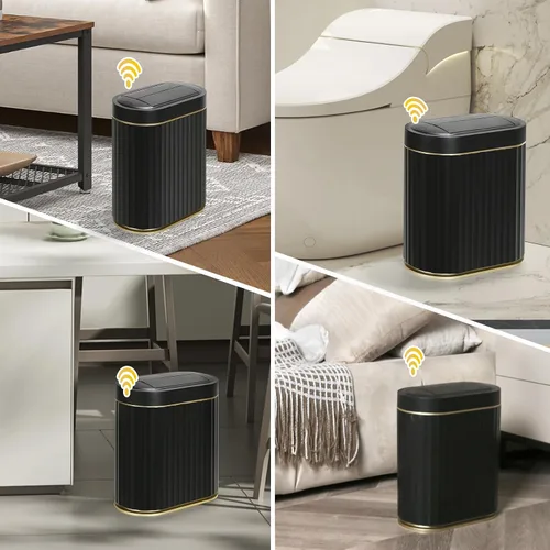 Vista 4 de ELPHECO - Cubo de basura de baño con tapa mariposa, papelero con sensor de movimiento para baño, papelera decorativa automática, accesorios de baño