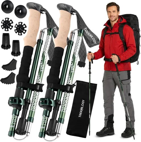 Vista 12 de Trekology Trek-Z - Bastones de senderismo y trekking plegables - Soporte de equilibrio para personas mayores, mujeres y hombres, 2 unidades por set