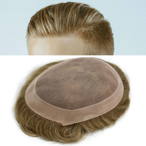 Vista 45 de LOVIN - Sistema de cabello humano para hombres, postizo fino de encaje mono para hombre, prótesis masculina de piel de polietileno alrededor