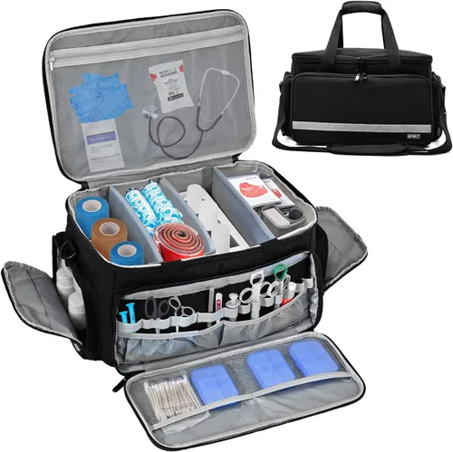 Vista 11 de LEFOR·Z Bolsa Médica, Bolsa de Primeros Auxilios Vacía, Almacenamiento para Enfermera de Salud Doméstica, Caja Organizadora de Botiquín