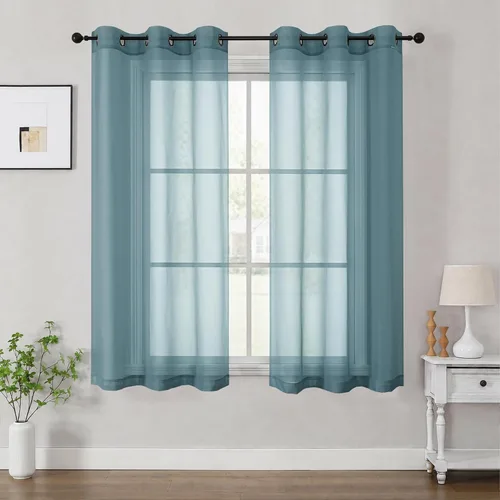 Vista 12 de OWENIE Cenefa transparente con ojales negros para ventanas, 2 paneles de 52