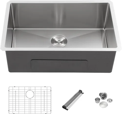 Vista 29 de Mocoloo Fregadero de barra bajo encimera de 13 pulgadas color negro plomizo – Fregadero de cocina pequeño de acero inoxidable T304 de 13 x 15