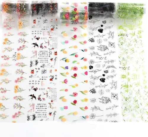 Vista 3 de Kit de 10 rollos de calcomanías de transferencia de papel de aluminio para uñas, diseño de pintura de tinta de bambú, láminas de papel de aluminio