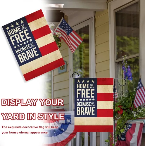 Vista 4 de Bandera decorativa para el jardín con motivo del 4 de julio, diseño patriótico de Estados Unidos, Día de los Caídos de Estados Unidos, decoración