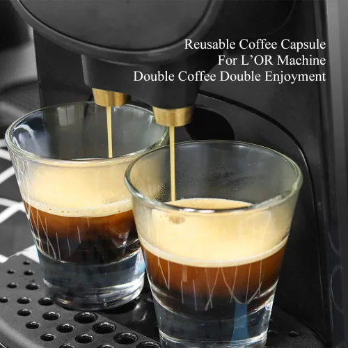 Vista 8 de 2 Piezas Cápsulas de Café Reutilizables de Acero Inoxidable Compatibles con L'OR Barista LM8012 / 60, Cápsulas de Café Recargables de Metal L'or 1
