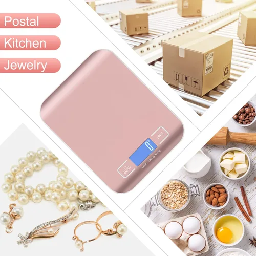 Vista 5 de Báscula de envío digital, báscula de cocina, acero inoxidable, precisa 11.0 lbs/0.04 oz, báscula postal portátil pequeña para paquetes, pequeñas