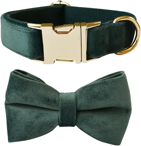 Vista 16 de Love Dream Collar de perro Bowtie de terciopelo, con hebilla de metal desmontable, suave, cómodo, ajustable, para perros pequeños, medianos