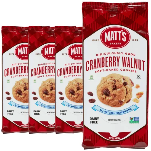 Vista 16 de Matt's Bakery Galletas con chispas de chocolate, horneadas suaves, sin OMG, ingredientes totalmente naturales; 4 bolsas (10.5 onzas cada una)