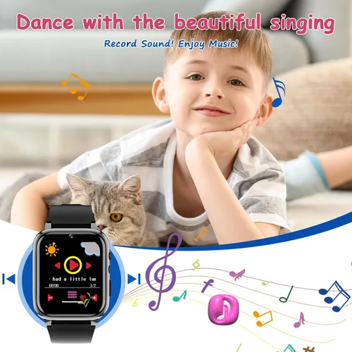 Vista 4 de Reloj inteligente de 1.69 pulgadas para niños de 4 a 12 años, 26 juegos de rompecabezas, cámara HD, reproductor de música de video, podómetro