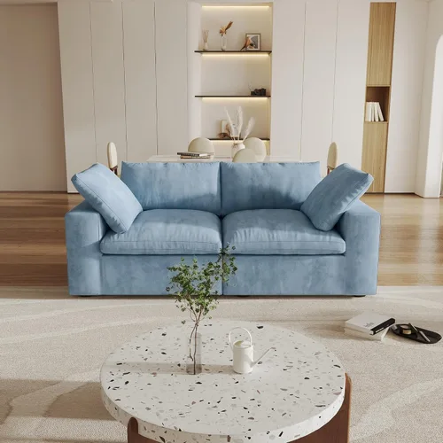 Vista 39 de Cloud - Sofá modular convertible de 80.3 pulgadas en forma de L para sala de estar con otomana de almacenamiento, sofás profundos minimalistas, Negro