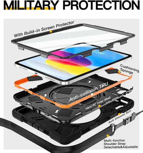 Vista 4 de BRAECN Funda para iPad de 9ª/8ª/7ª Generación, Funda Resistente a Prueba de Golpes con Protector de Pantalla, Soporte para Lápiz, Soporte para Tapa