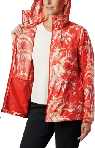 Vista 9 de Columbia Cortavientos con estampado Side Hill para mujer, naranja intenso magnolia floral, talla XL