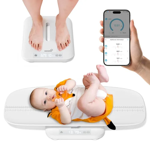 Vista 8 de GROWNSY Digital Baby Scale & Pet Scale Up to 330 lbs, Beige Accurate Weighing, 330 lb Capacity, Hold Function, 27" Height Measurement and