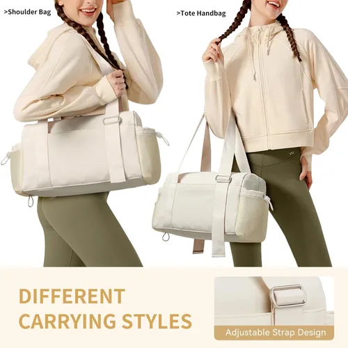 Vista 3 de WLLWOO - Bolsa de gimnasio pequeña con bolsillo húmedo para mujer, bolsa de lona para yoga, bolsa de entrenamiento ligera para baile, fines
