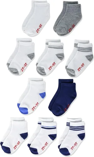Vista 4 de Hanes Calcetines tobilleros antideslizantes para bebés y niños pequeños, paquete múltiple