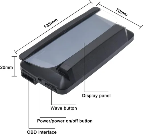 Vista 4 de KAOLALI Pantalla de Visualización de Cabeza para Coche HUD Velocímetro Odómetro OBD2 HD 3D Reflejo Pantalla Multifunción Alarma de Exceso