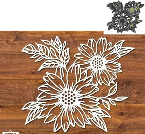 Vista 6 de Troqueles de metal con hojas de flores, hojas de girasol, plantillas de corte de boda para álbumes de recortes, manualidades, álbumes de recortes