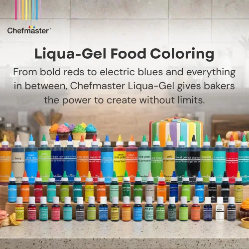 Vista 2 de Chefmaster Aguacate Liqua-Gel® Colorante de alimentos Color vibrante Tinta de grado profesional para glaseado, cobertura, fondant Para hornear