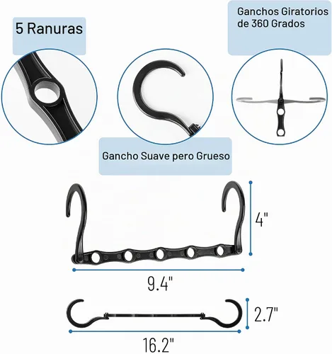 Vista 3 de Mr. Pen - Perchas de ahorro de espacio para ropa, 24 piezas, 5 ranuras, plástico Negro