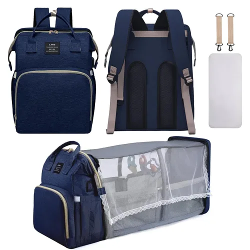 Vista 9 de Mochila para pañales, bolsa de pañales multifuncional para bebés, Negro -, Bolsa de pañales para bebé