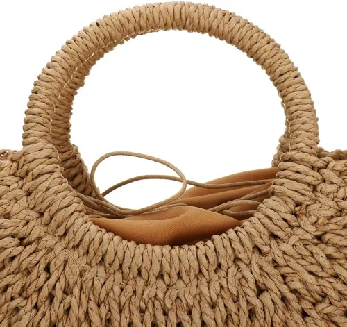 Vista 5 de Bolso de playa de verano para mujer, bolso de mano con asa superior, bolso de viaje de gran capacidad, bolso de mano tejido a mano, bolso grande