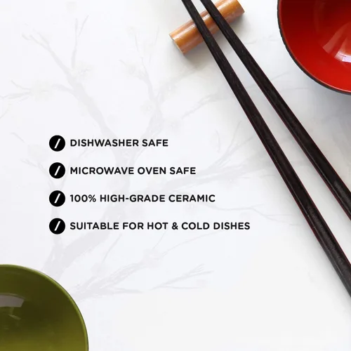Vista 3 de World Market - Juego de 2 cuencos de cerámica japonesa para ramen, cucharas de sopa y palillos, cuencos para servir fideos, ramen, udon, miso