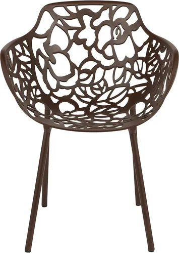 Vista 3 de LeisureMod Devon Collection - Sillas con brazos de comedor forestales, de aluminio para interiores y exteriores, apilables, para comedor, sala