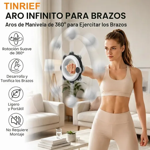 Vista 2 de Infinity Hoop for Arms 360° Hand-Crank Arm Trainer for Home Workouts White