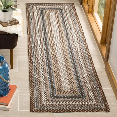 Vista 3 de Safavieh Braided Collection BRD313A tapete de lana hecho a mano color café, Algodón Marrón (Brown/Multi)