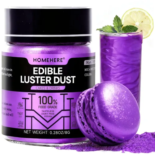 Vista 25 de HomeHere Purpurina comestible para bebidas y pasteles, 0.35 onzas de polvo brillante de diamante de grado alimenticio, polvo brillante