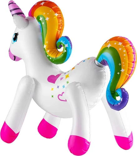Vista 8 de The Dreidel Company Inflar unicornio arcoíris de 24 pulgadas (paquete de 2)