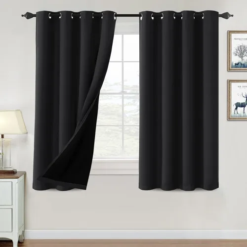 Vista 31 de H.VERSAILTEX Cortinas 100% de opacidad para dormitorio, con aislamiento térmico, cortinas opacas de 63 pulgadas de largo, cortinas de bloqueo