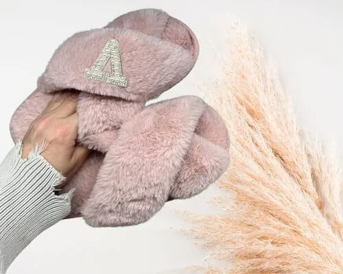 Vista 6 de Pantuflas de personalización de nombre Pantuflas esponjosas para fiesta de novia Regalo de Navidad Pantuflas personalizadas Regalo de dama