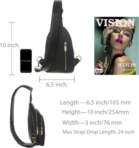 Vista 6 de Bolso cruzado pequeño, riñonera para mujeres y hombres, bolso bandolera de cuero para regalos, Estilo5-Rosa