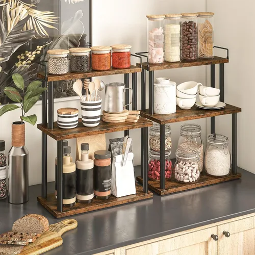 Vista 2 de HOOBRO Organizador de encimera de cocina, estante de esquina movible, organizador de almacenamiento de escritorio para encimera, escritorio